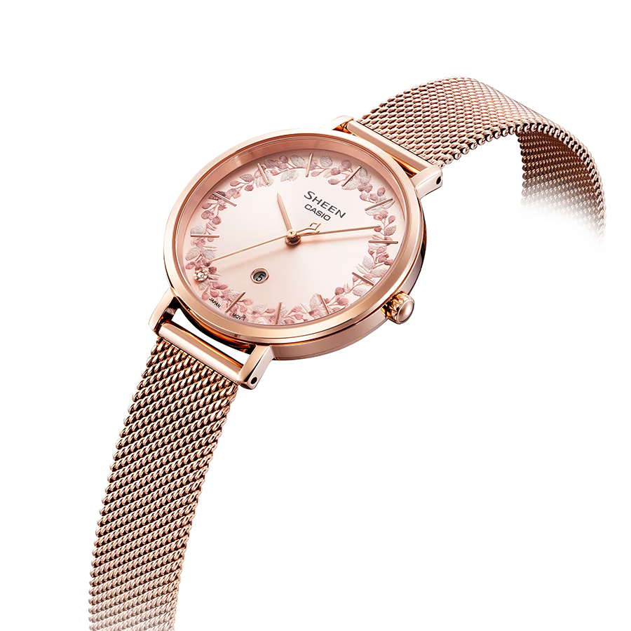 นาฬิกา คาสิโอ Casio SHEEN SAPPHIRE CRYSTAL คริสตัลแซฟไฟร์ SHE-4539 series รุ่น SHE-4539FPM-4A ของแท้ รับประกัน1ปี