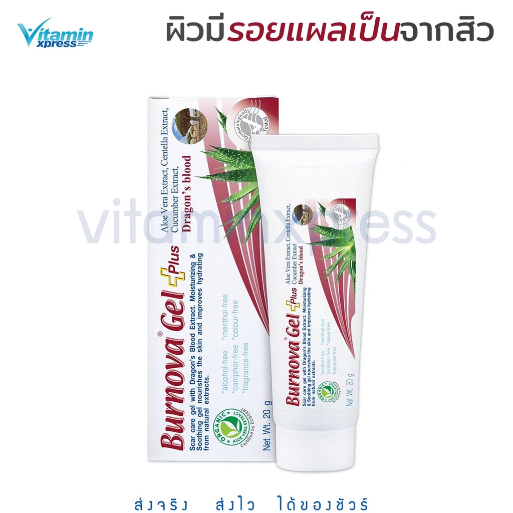 VITARA Burnova Gel plus Dragon’s Blood 20g เบอร์โนว่า เจล พลัส ดราก้อนส์ บลัด ช่วยให้ผิวแลดูเรียบเนียน