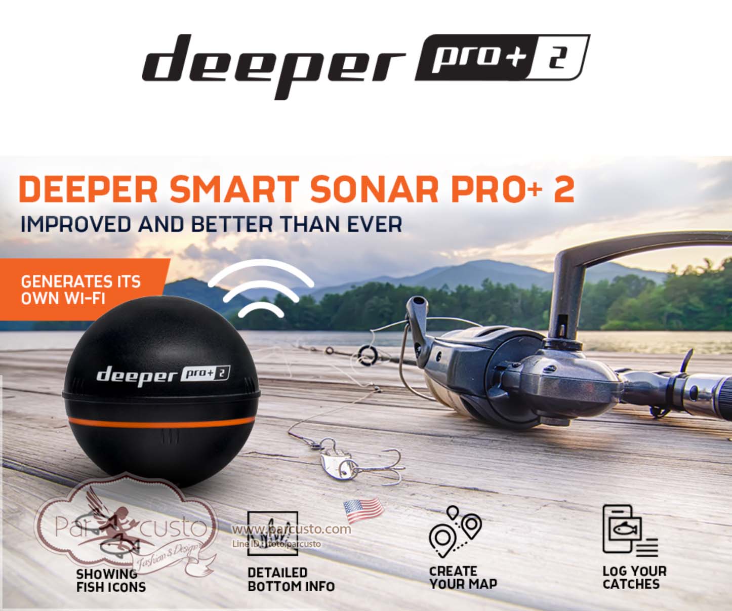 โซน่าจิ๋วอัจฉริยะ Deeper PRO+ 2 Sonar Fish Finder (รุ่นล่าสุด 2022) [Pre-order USA]