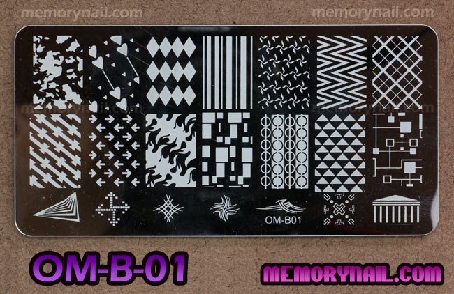 เพลทปั้มลายเล็บ รหัส OM-B ทรงสีเหลี่ยมผืนผ้า