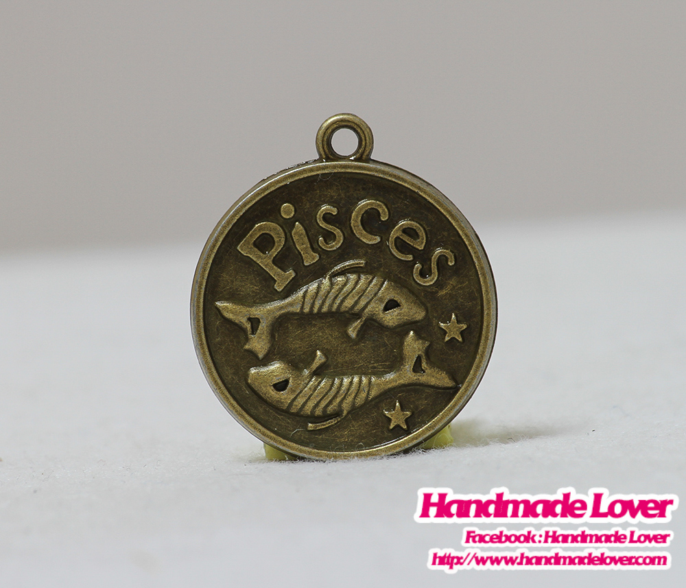 จี้โลหะ ราศีมีน (Pisces) สีทองรมดำ