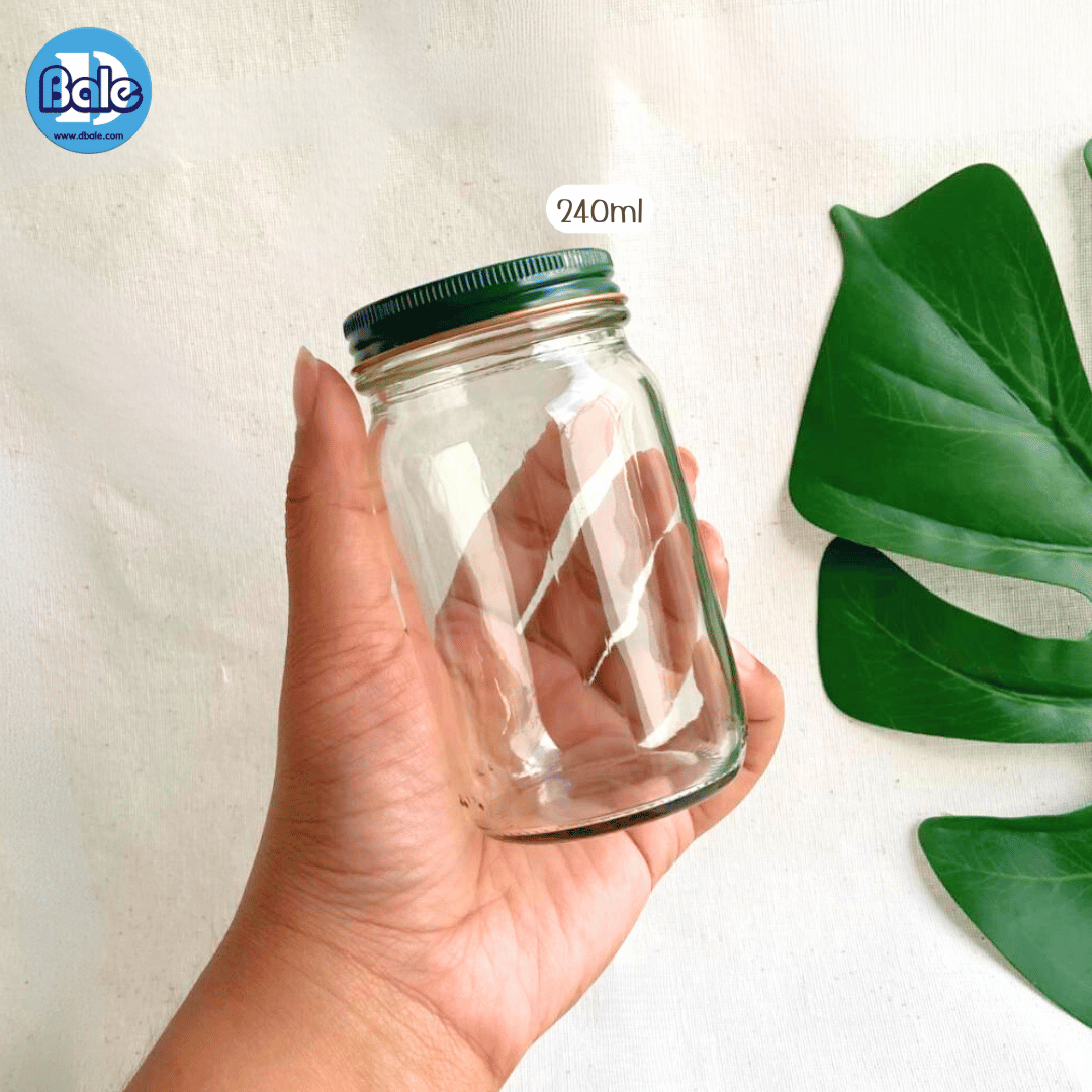 w917SR 240ml. ขวดยาหม่องเนื้อแก้ว สีใสฝาเขียว