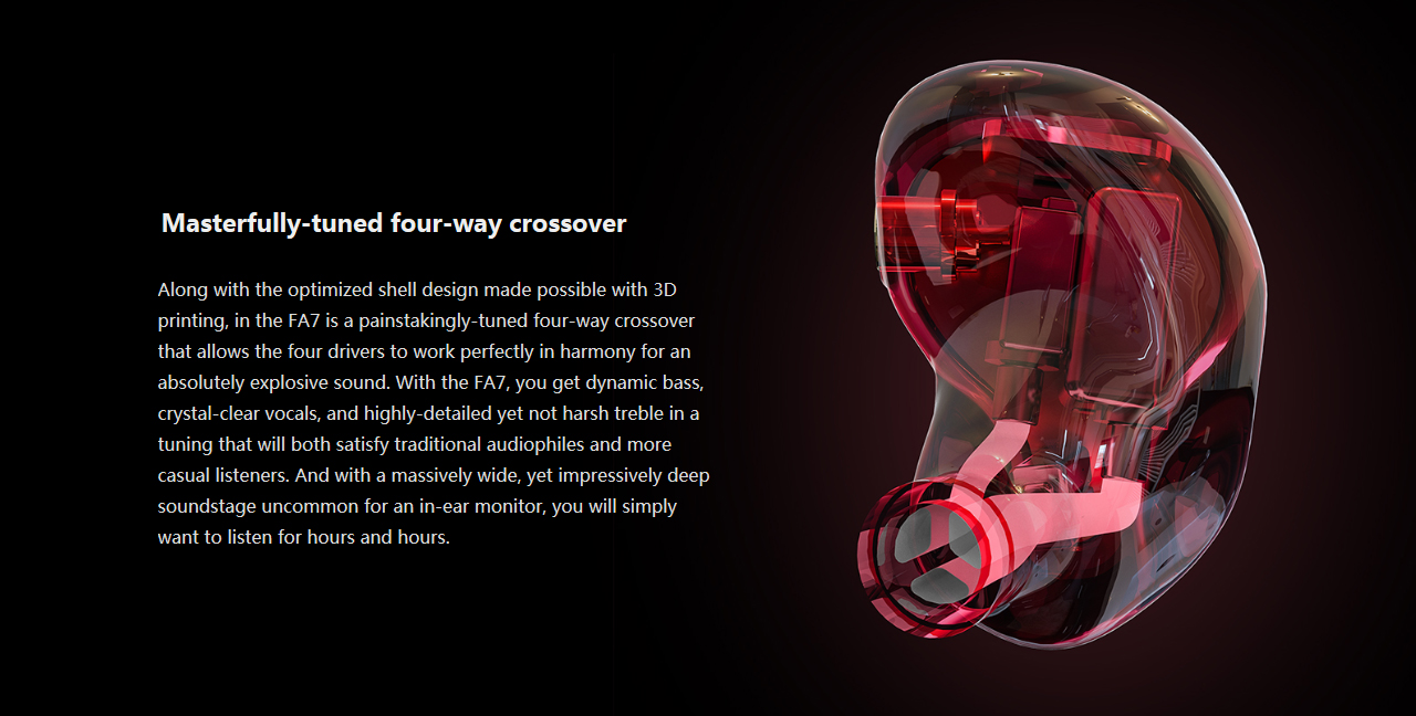 [สินค้าใหม่สายมีตำหนิ] FiiO FA7 หูฟัง Pure Balanced 4 ไดร์เวอร์ (4BA) ถอดสายได้