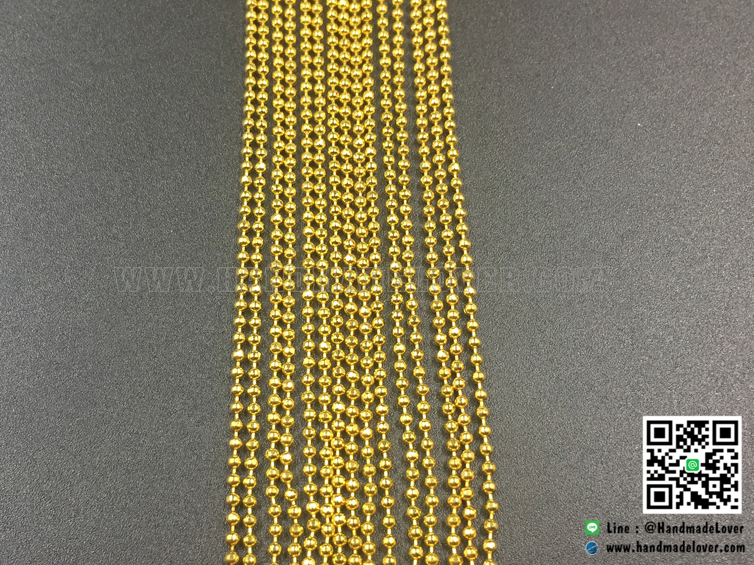 โซ่ไข่ปลา สีทอง แบบเส้นยาว ขนาด 1.2 mm.