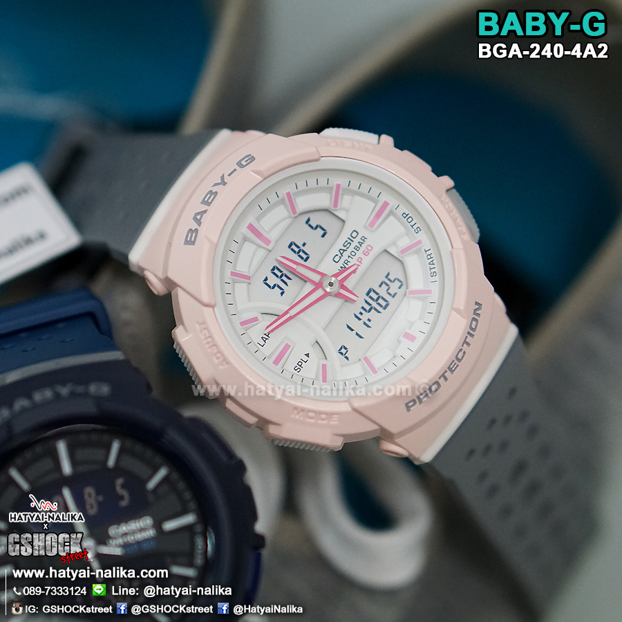 นาฬิกา Casio Baby-G for Running BGA-240 series Twotone Color Block รุ่น BGA-240-4A2 (ชมพูนม) ของแท้ รับประกัน1ปี