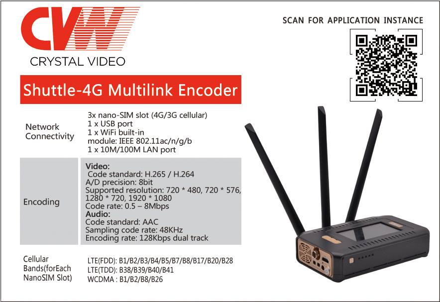 Shuttel 4G Live Video Transmitter Over Bonded Cellular Network (Gen2)