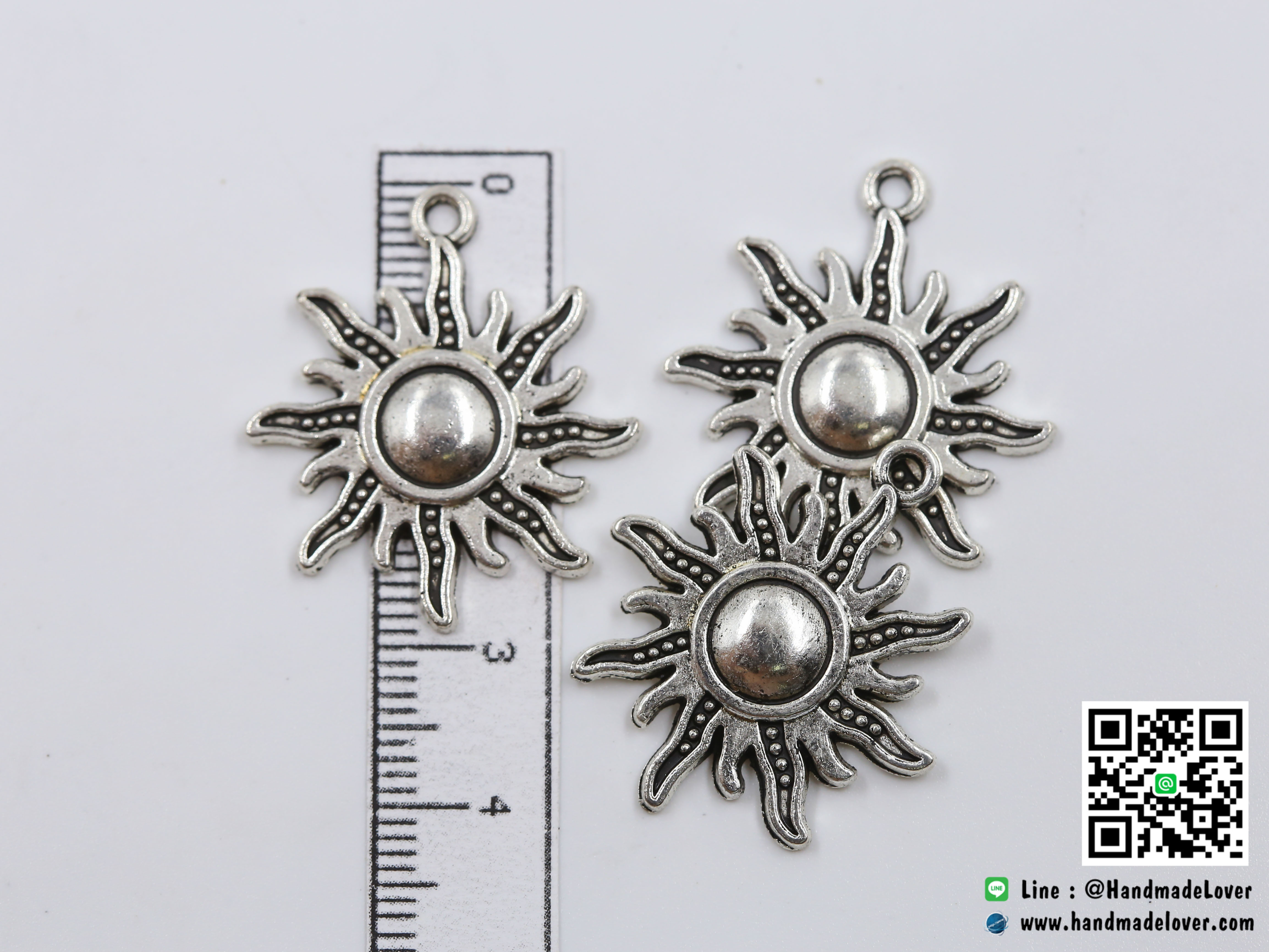 จี้ตัวห้อยซิป สีเงิน รูปพระอาทิตย์