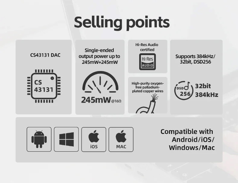 FiiO JadeAudio KA11 DAC/AMP หางหนูพกพาชิป DAC CS43131 รองรับ Hi-Res ประกันศูนย์ไทย