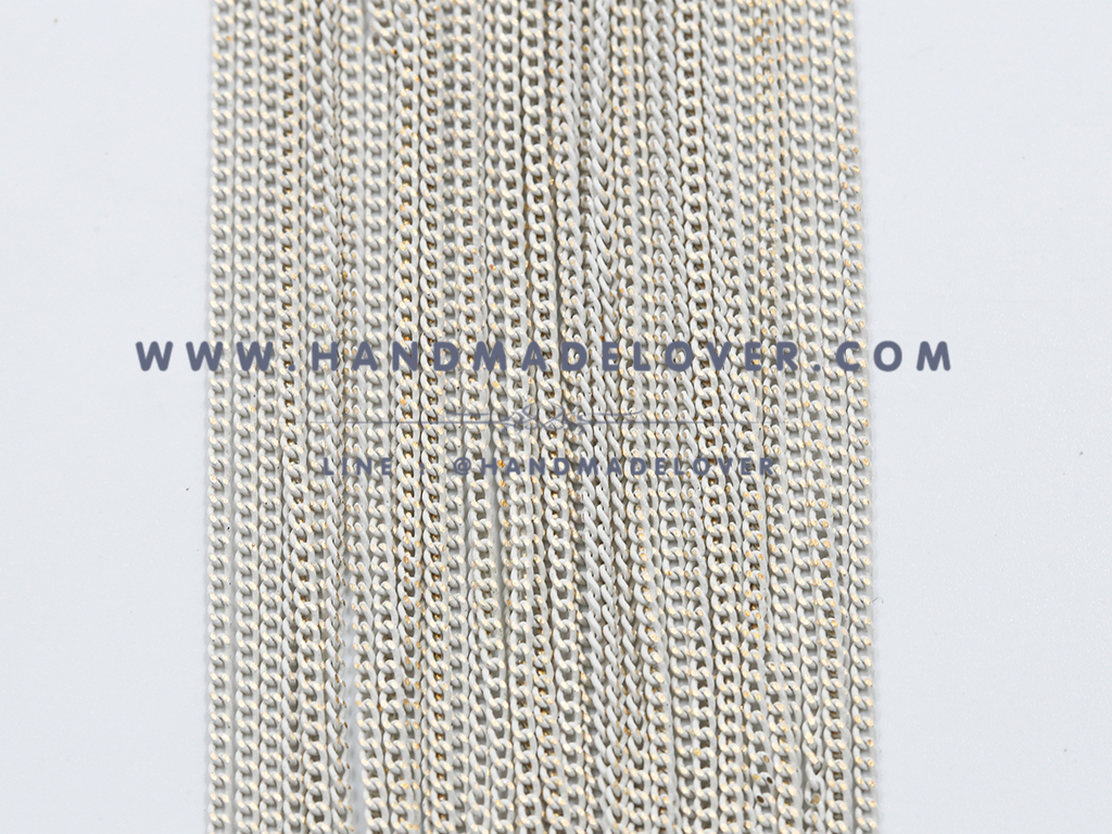 โซ่ โลหะสีขาว กัดลาย ขนาด 1.5 มิล