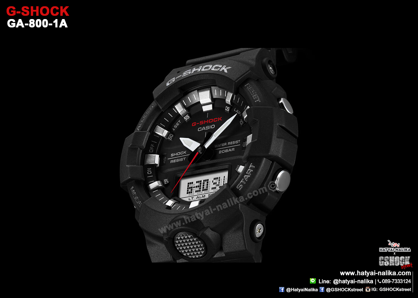 นาฬิกา Casio G-Shock ANALOG-DIGITAL GA-800 series รุ่น GA-800-1A ของแท้ รับประกัน1ปี