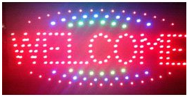ป้ายไฟ LED WELCOME แดงโค้ง 48x25 คุณภาพเกรดA