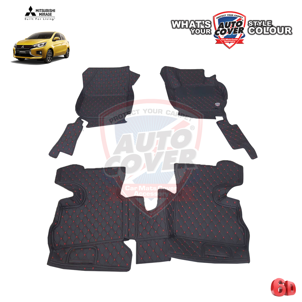 พรมรถยนต์ 6D รถ MITSUBISHI MIRAGE ปี 2019-2023 ชุดภายในห้องโดยสาร จำนวน 3 ชิ้น