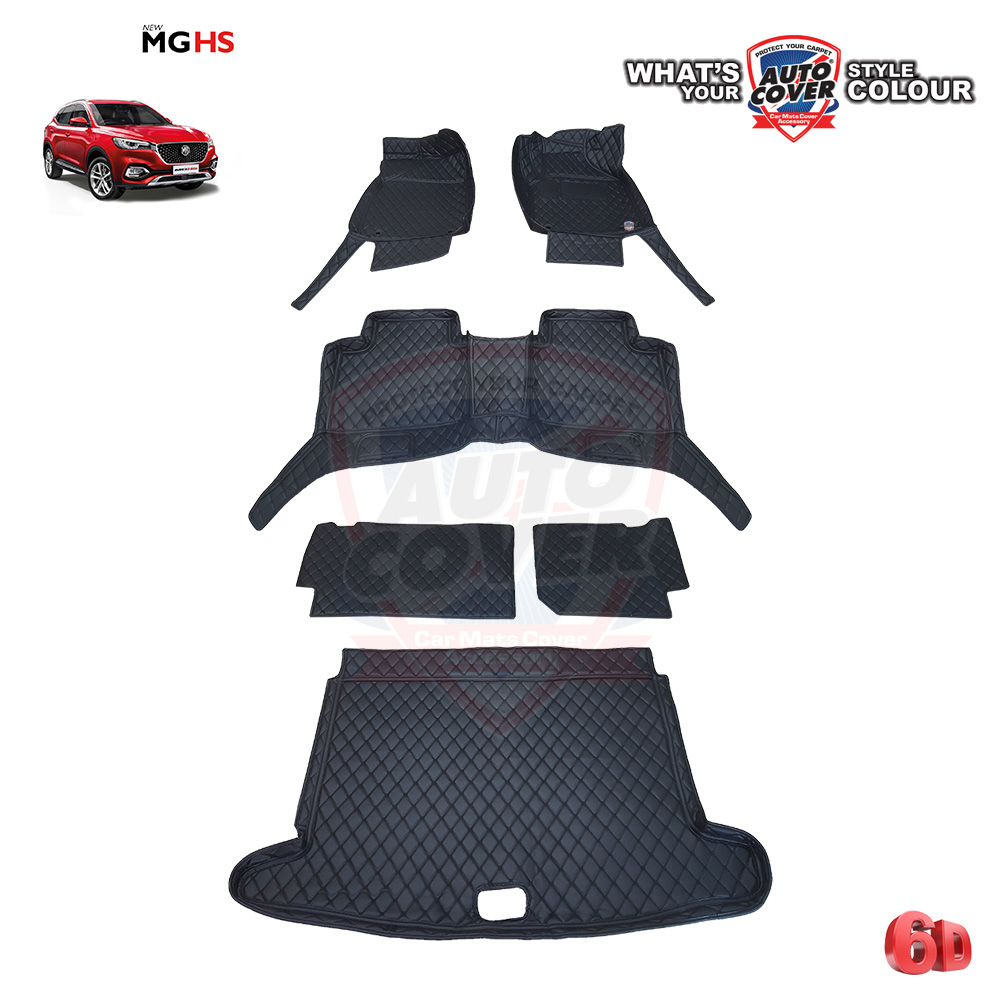 พรมรถยนต์ 6D รถ MG HS ชุดเต็มคัน+แผ่นท้าย+หลังเบาะ จำนวน 6 ชิ้น