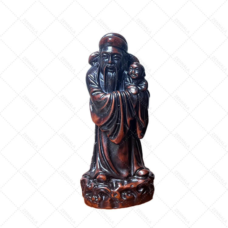 ฮกลกซิ่ว ฐานแยก 3 องค์ เรซิ่น สีไม้เข้ม