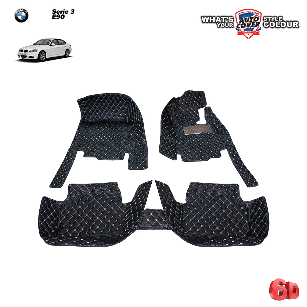 พรมเข้ารูป 6 D Leather Car Mat รถ BMW Serie 3 รหัสตัวถัง E90 ปี 2005-2013 ชุดภายในห้องโดยสาร จำนวน 3 ชิ้น