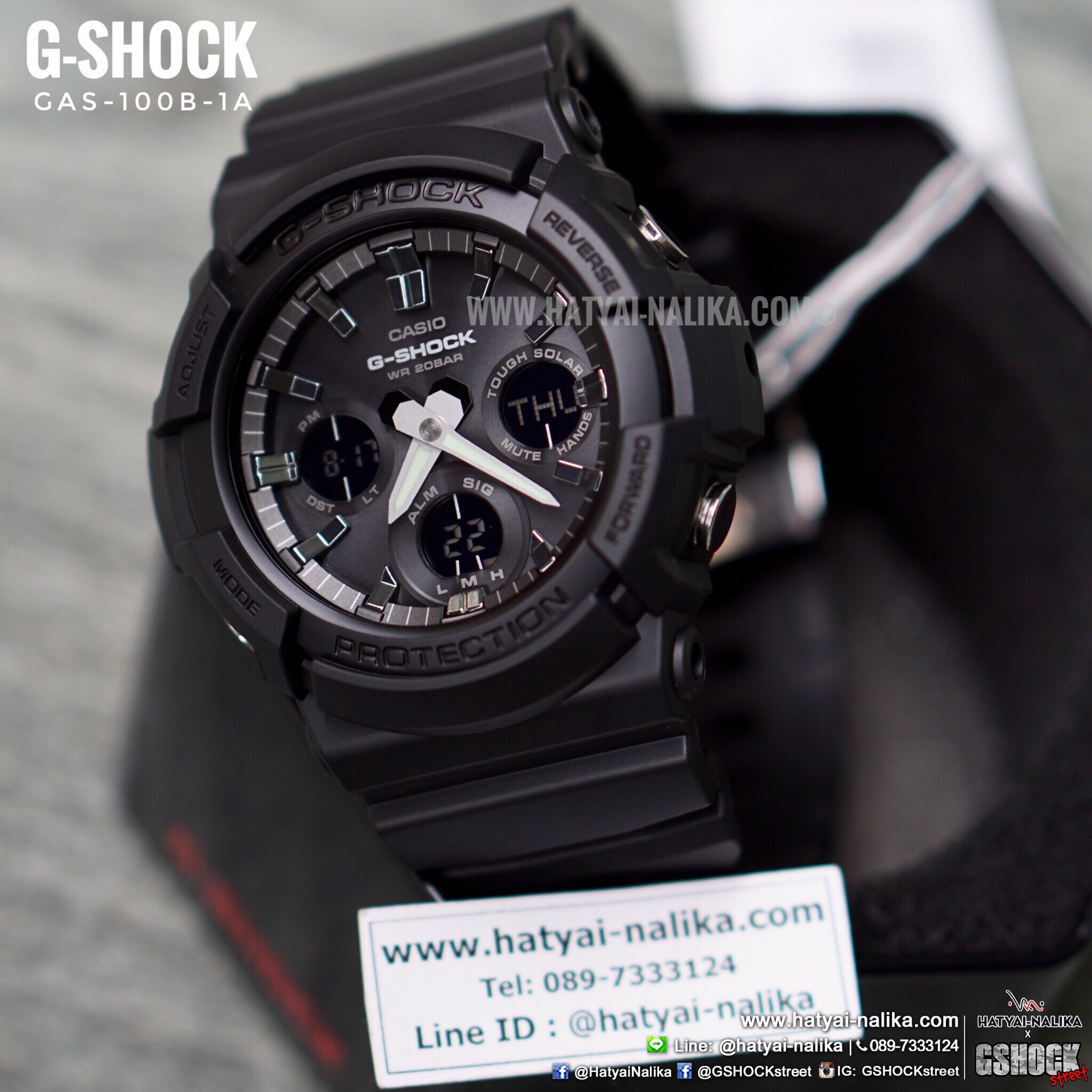 นาฬิกา Casio G-Shock Standard ANALOG-DIGITAL Tough Solar GAS-100 series รุ่น GAS-100B-1A (สีดำล้วน) ของแท้ รับประกัน1ปี