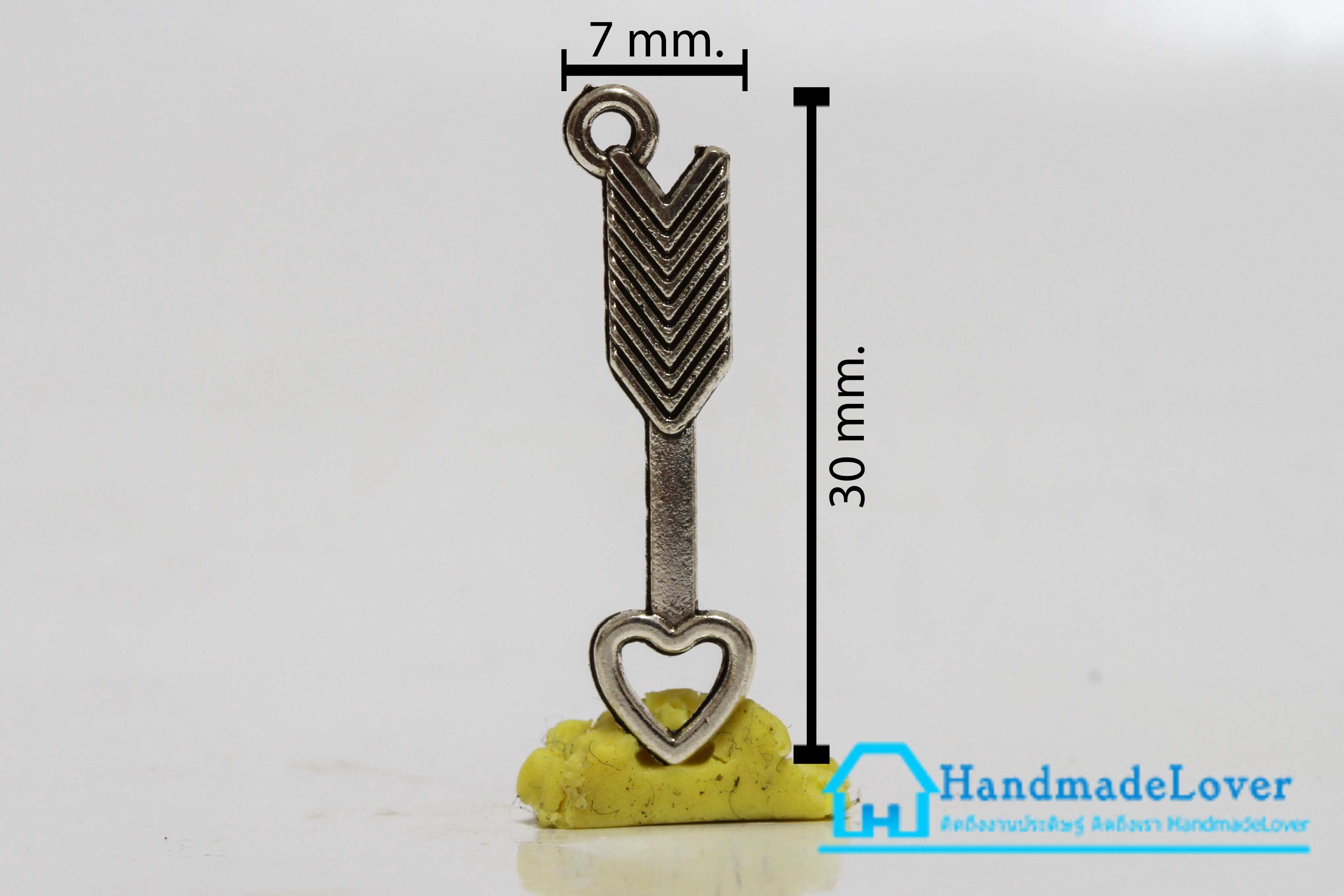 จี้ตัวห้อยซิป สีเงิน รูปศรรัก