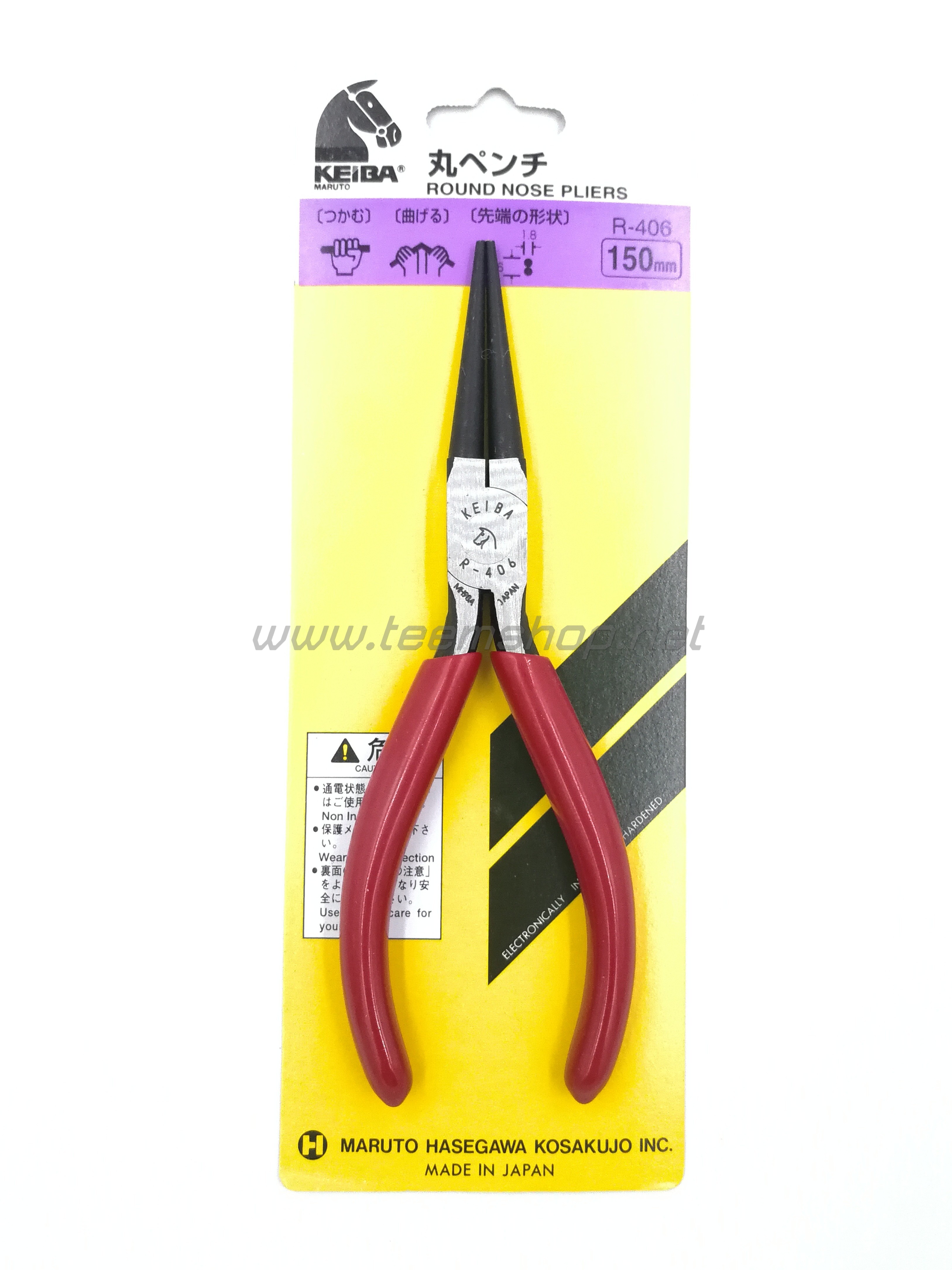 KEIBA คีมปากแหลม กลม ด้ามบาง R-406 6" Made in Japan