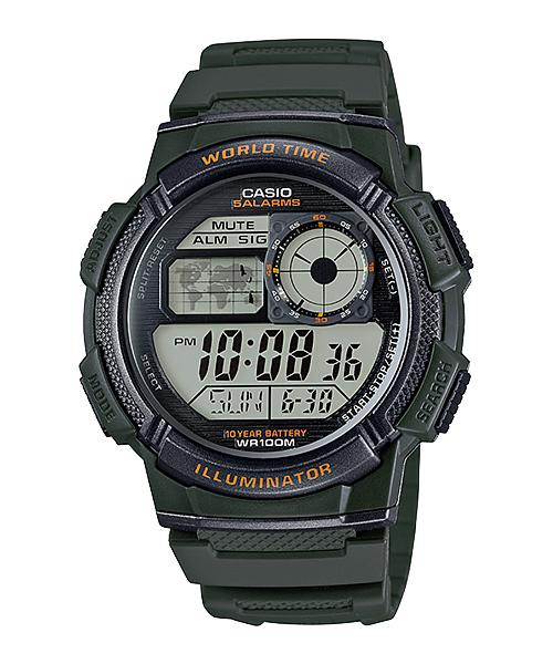 นาฬิกา Casio 10 YEAR BATTERY รุ่น AE-1000W-3AV ของแท้ รับประกัน 1 ปี