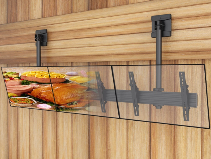 Factory Tilt Triple Screen Digital Signage Ceiling Mount With Height Adjustable