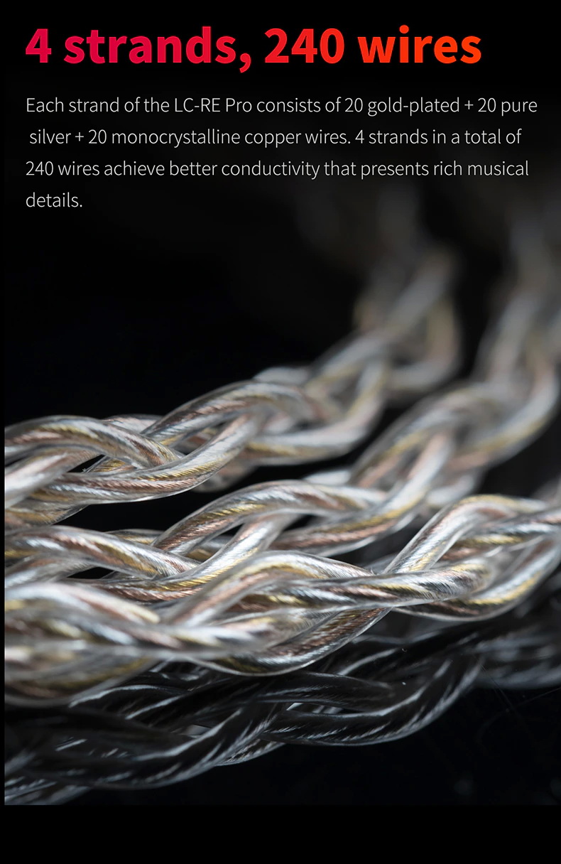 ขาย FiiO LC-RE PRO สายอัพเกรดหูฟังถักผสม ทอง, เงิน, ทองแดง ระดับเรือธง