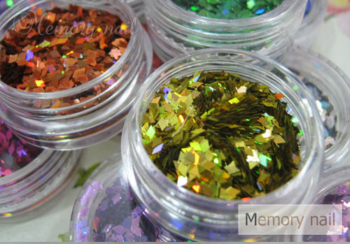 กากเพชร,กากเพชร ใส่ขวดแก้ว,กากเพชรติดเล็บ,กากเพชร ทรงข้าวหลามตัด 