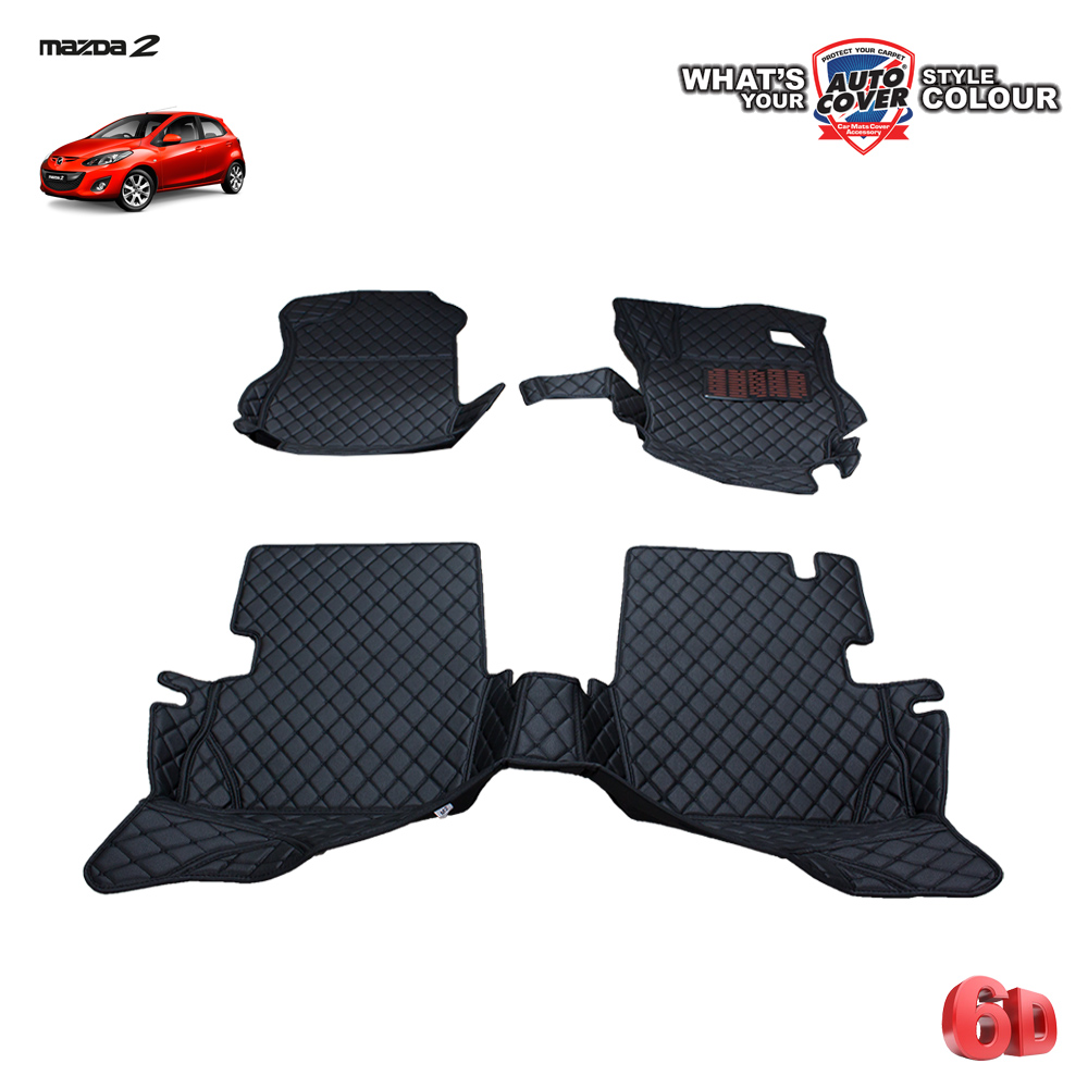 พรมรถยนต์ 6D รถ MAZDA 2 รุ่น 4-5 DOOR ปี 2009-2014 ชุดภายในห้องโดยสาร จำนวน 3 ชิ้น