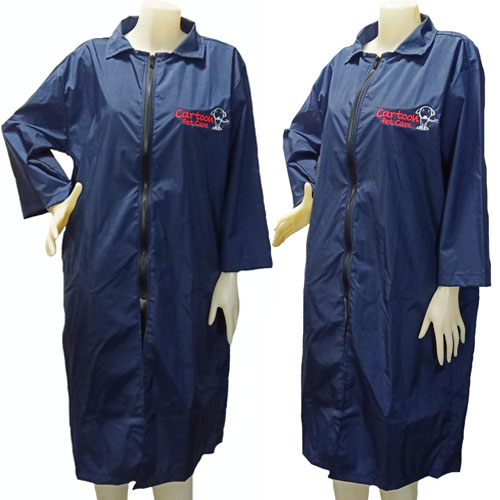 Dogtalog Groomer Apparel เสื้อคลุมผ้าร่ม เสื้อคลุมตัดขน เสื้อคลุมช่าง เสื้อคลุมกันเปื้อน สีกรมท่า
