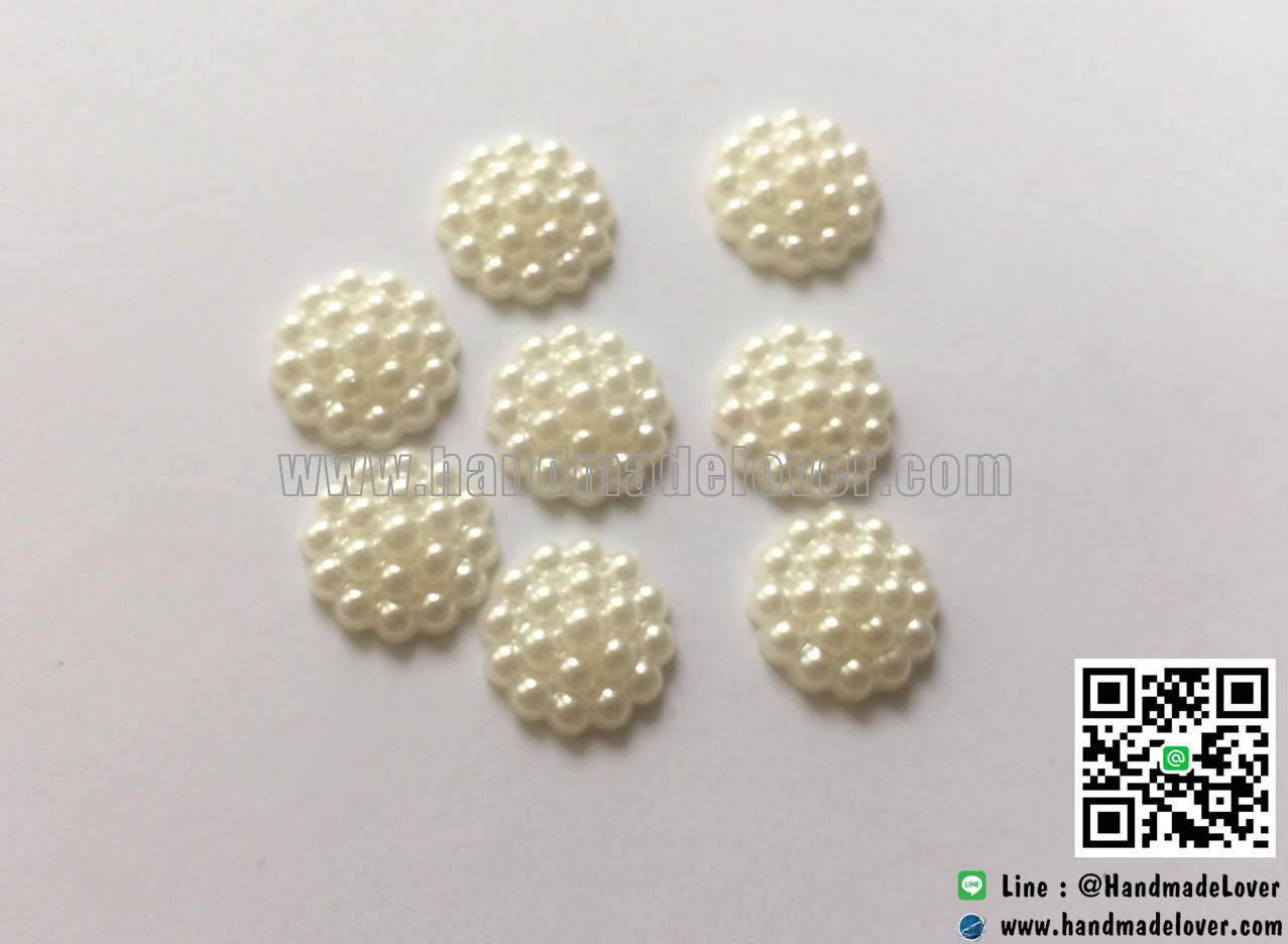 มุกตกแต่งรูปดอกไม้ สีมุก ขนาด 13 มิล (แพ็ค 25 ชิ้น)