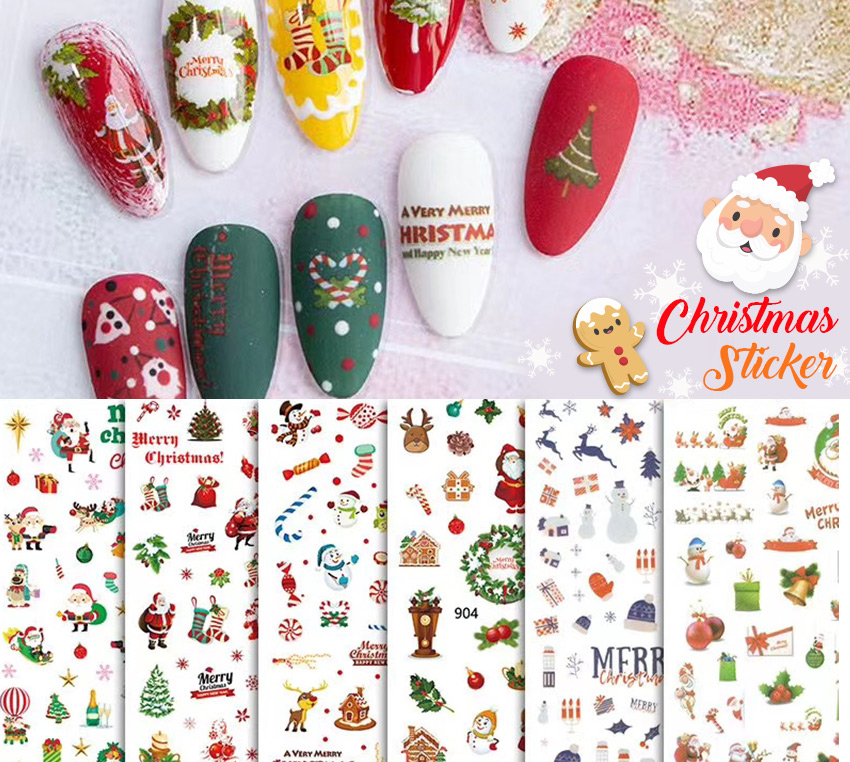 สติ๊กเกอร์ติดเล็บ คริสต์มาส christmas nail stickers สติ๊กเกอร์คริสมาสต์ ติดเล็บ