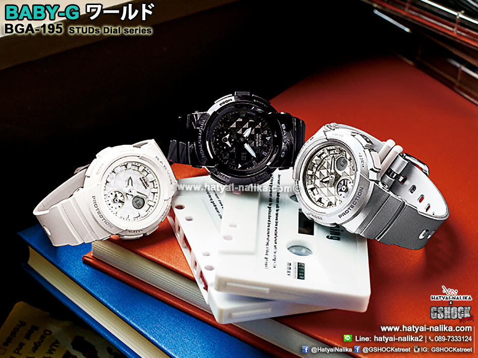นาฬิกา Casio Baby-G BGA-195 Studs Dial series รุ่น BGA-195-7A ของแท้ รับประกัน1ปี