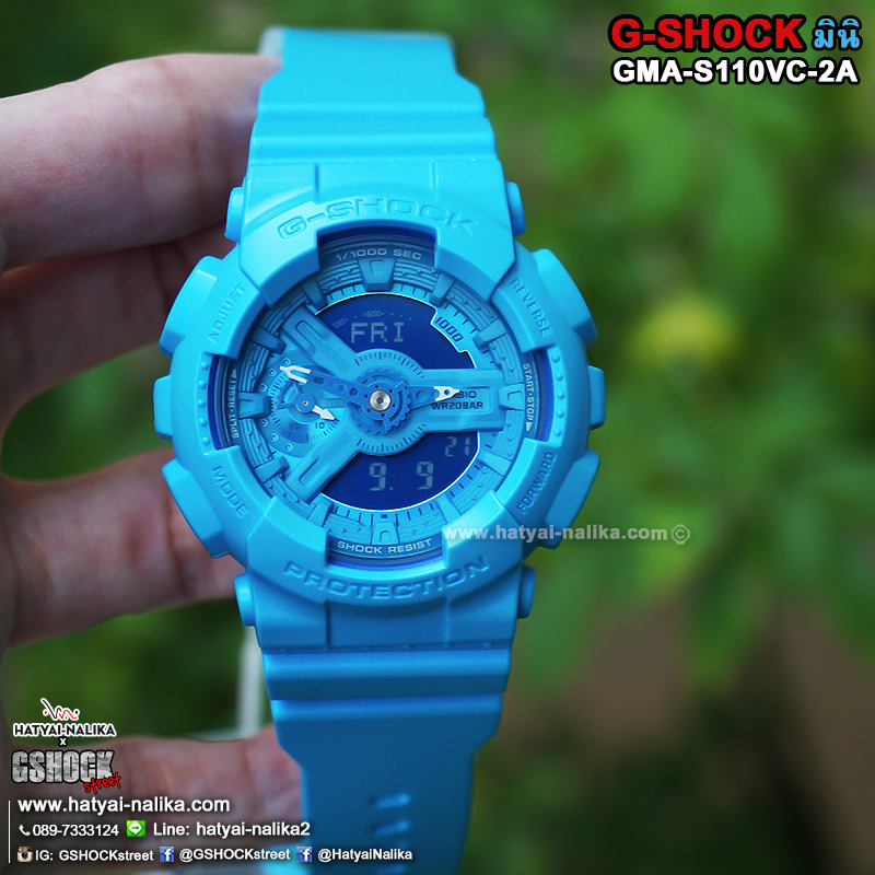 นาฬิกา คาสิโอ Casio G-Shock S-Series Vivid Colors รุ่น GMA-S110VC-2A (สีฟ้าสดเหลือบมุก) ของแท้ รับประกัน1ปี