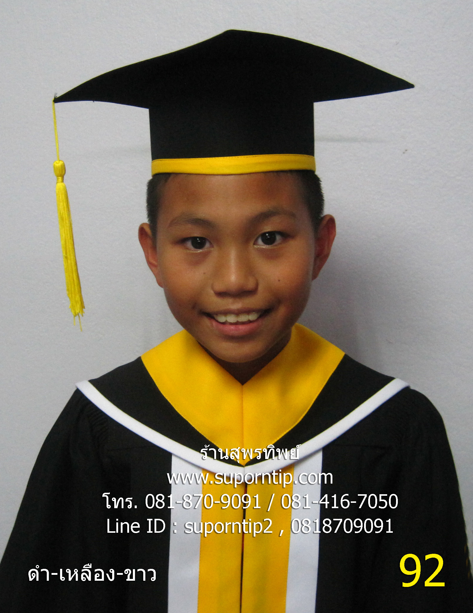 รับตัดชุดบัณฑิตน้อย ดำ เหลือง ขาว,ชุดครุยอนุบาล,ชุดรับปริญญาเด็ก,ชุดครุยเด็กเล็ก
