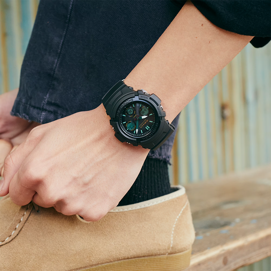 นาฬิกา Casio G-Shock TEAL AND BROWN color รุ่น AWG-M100RC-1A ของแท้ รับประกัน1ปี