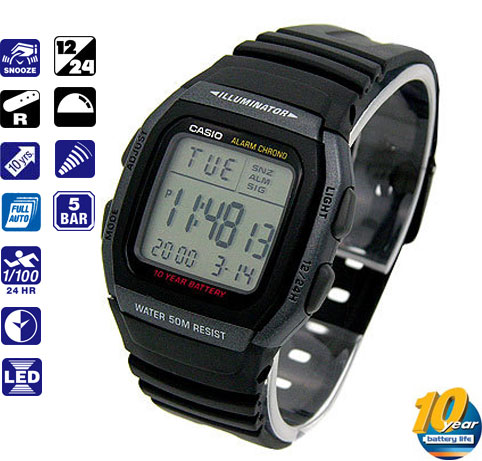 นาฬิกา คาสิโอ Casio 10 YEAR BATTERY รุ่น W-96H-1B ของแท้ รับประกัน 1 ปี