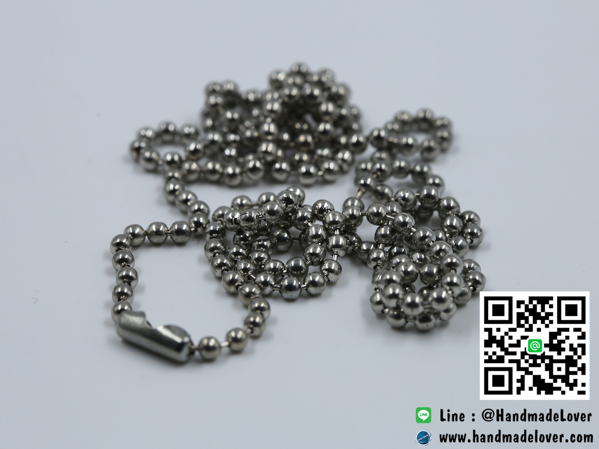 สร้อยไข่ปลา สีนิเกิล ขนาด 2 mm. ยาว 70 cm