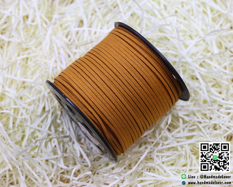 เชือกหนังชามุด สีส้มอิฐ (3 mm.)