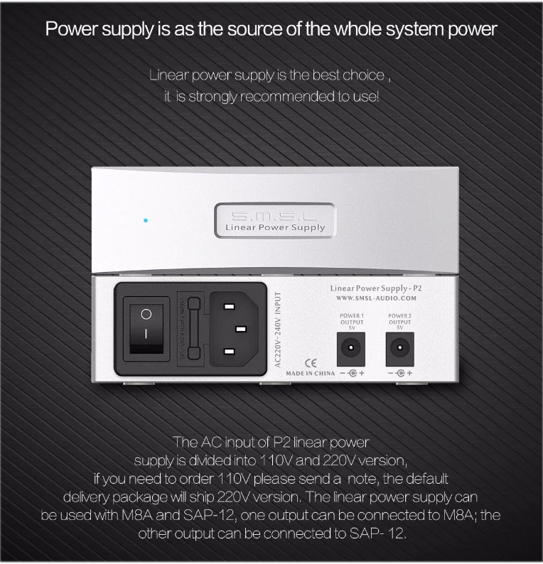 ขาย SMSL P2 แหล่งจ่ายไฟแบบ linear สำหรับ SMSL DAC& ประกันศูนย์ไทย