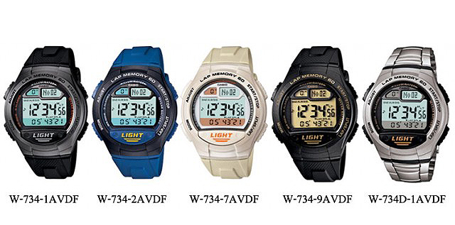 นาฬิกา คาสิโอ Casio 10 YEAR BATTERY รุ่น W-734-2A ของแท้ รับประกัน 1 ปี