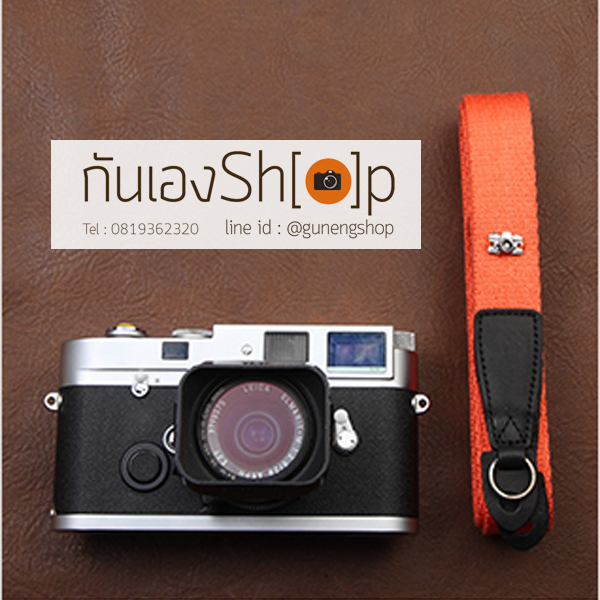 สายคล้องกล้อง cam-in สีพื้นเส้นเล็ก สีส้ม แบบห่วง 25 mm