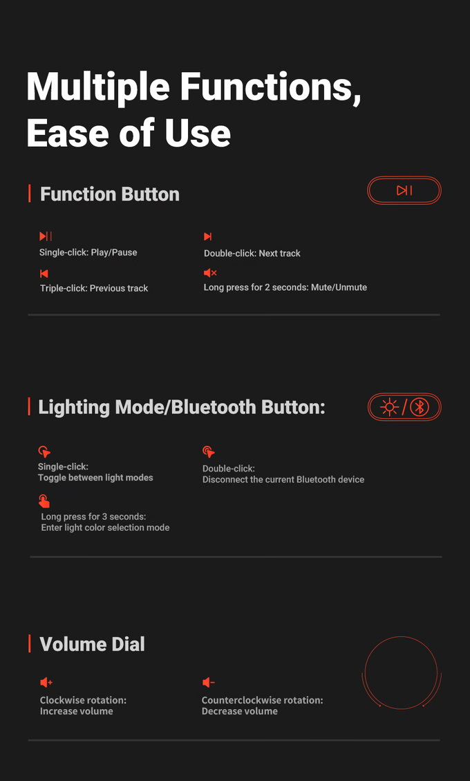 Fosi Audio VOL20 ปุ่มควบคุมระดับเสียงมัลติมีเดียผ่านบลูทูธพร้อมไฟ RGB ประกันศูนย์ไทย