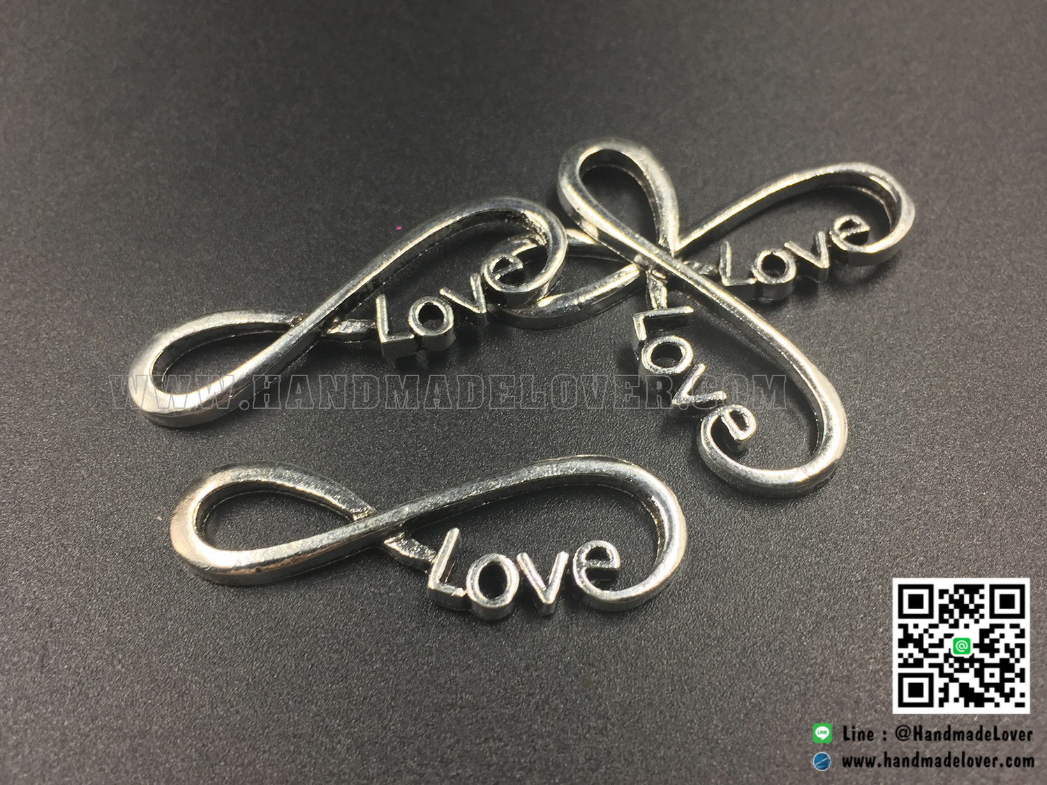 จี้โลหะ สีเงิน รูปอินฟินิตี้ เลิฟ (infinite love) [ลายใหม่]
