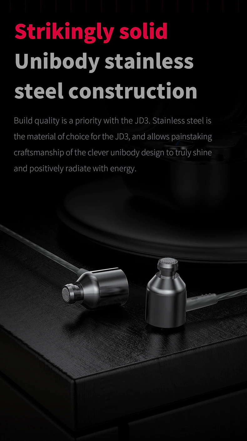 FiiO JD3 หูฟัง 1 ไดรเวอร์ Dynamic พร้อมไมค์ บอดี้แสตนเลส