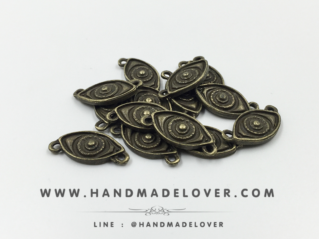 จี้โลหะ,ตัวห้อยซิป สีทองรมดำ รูปตา (Evil eye)
