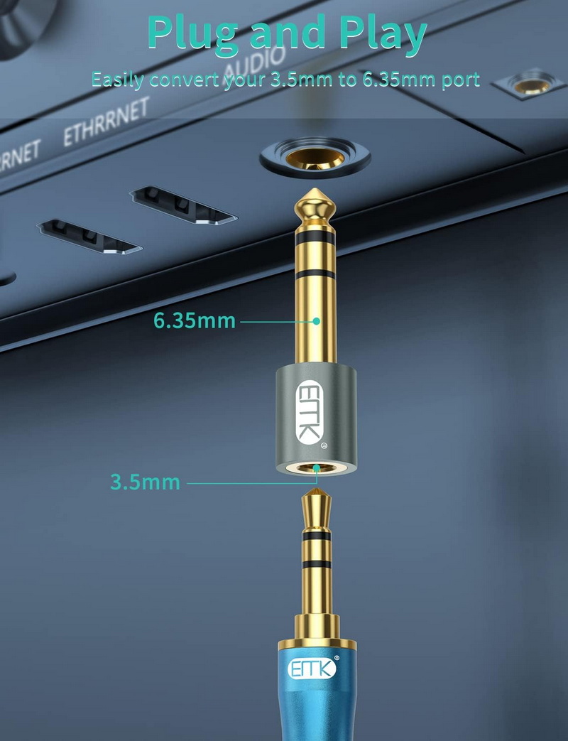 ERTK Grey Adapter แปลง 6.35 to 3.5mm สำหรับเครื่องเสียง ประกันศูนย์ไทย