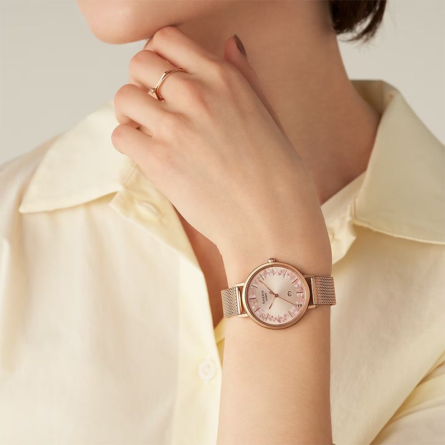 นาฬิกา คาสิโอ Casio SHEEN SAPPHIRE CRYSTAL คริสตัลแซฟไฟร์ SHE-4539 series รุ่น SHE-4539FPM-4A ของแท้ รับประกัน1ปี