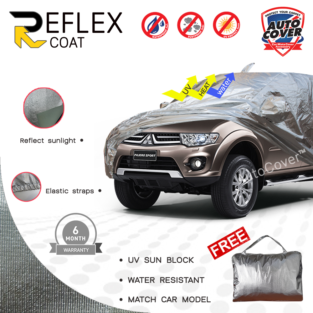 ผ้าคลุมรถเข้ารูป รถ MITSUBISHI PAJERO SPORT ปี 2008-2015 ผ้าคลุมกันแดด กันไอร้อน กันน้ำ รุ่น REFLEX COAT