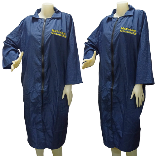 Dogtalog Groomer Apparel เสื้อคลุมผ้าร่ม เสื้อคลุมตัดขน เสื้อคลุมช่าง เสื้อคลุมกันเปื้อน สีกรมท่า