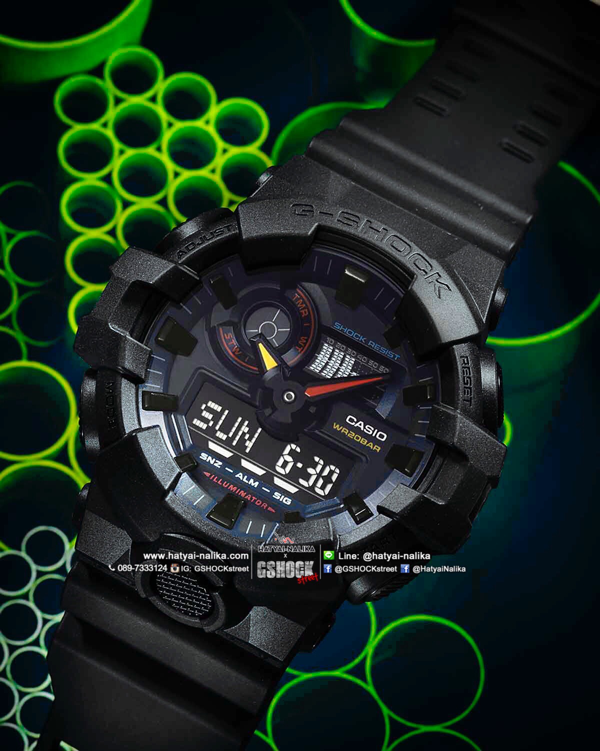 นาฬิกา Casio G-Shock Special color Basic Jet Black Multi-color series รุ่น GA-700BMC-1A ของแท้ รับประกัน1ปี