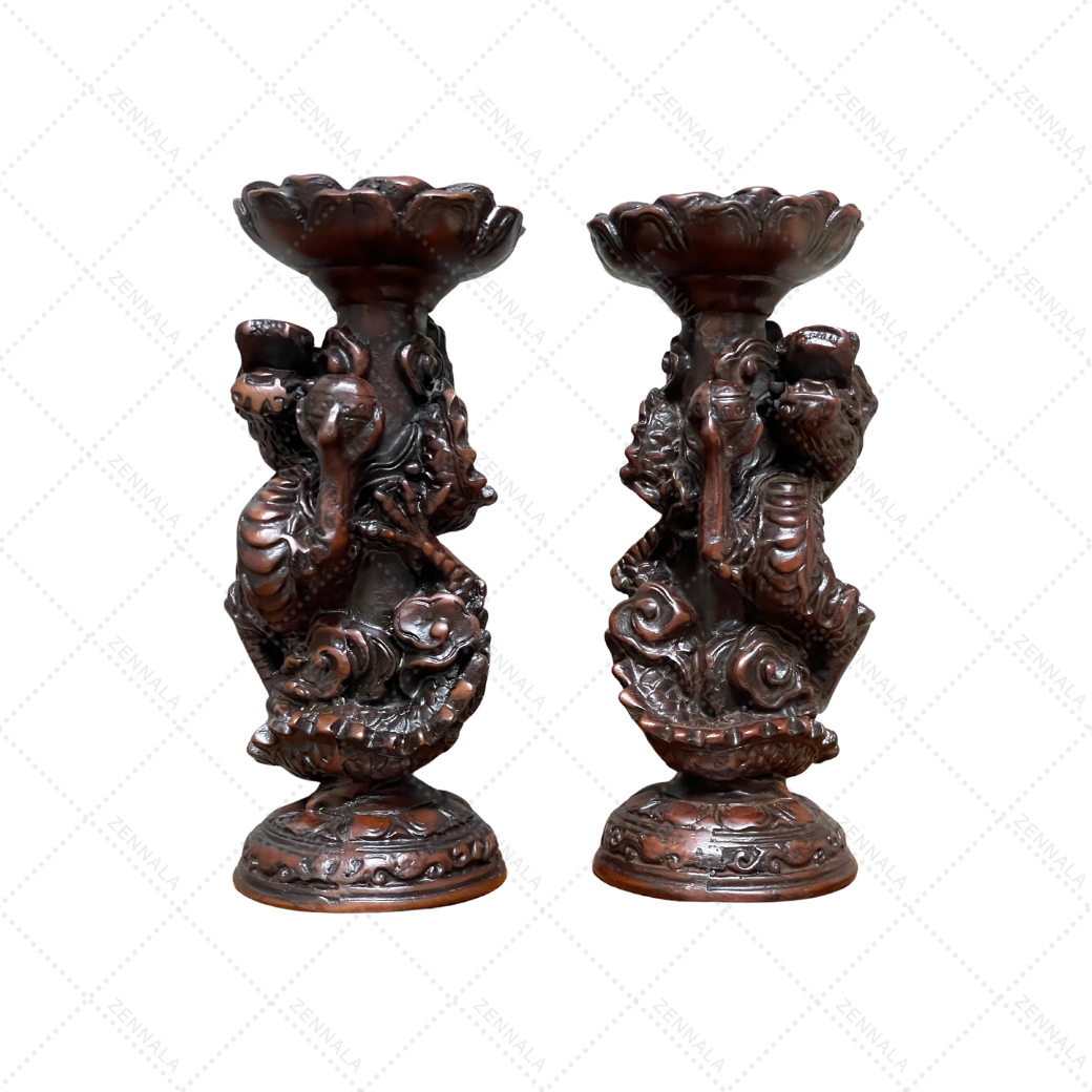 กระถางธูปลายมังกร 8 ตัว + เชิงเทียนลายมังกร